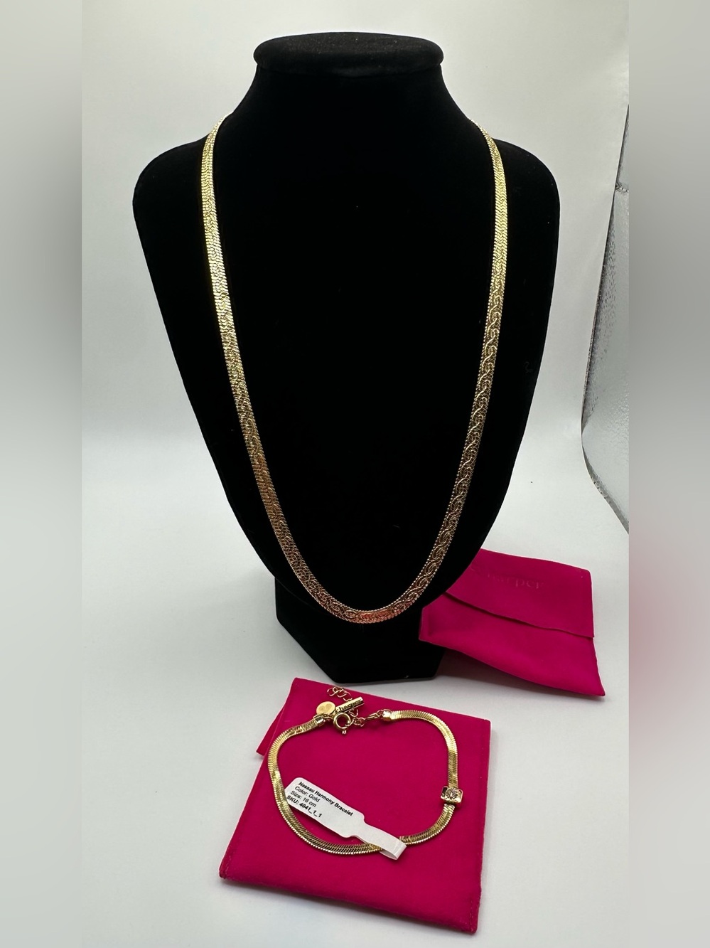 Hey Harper Life-proof Gold Long Chain Necklace with Bracelet Jewelry Set